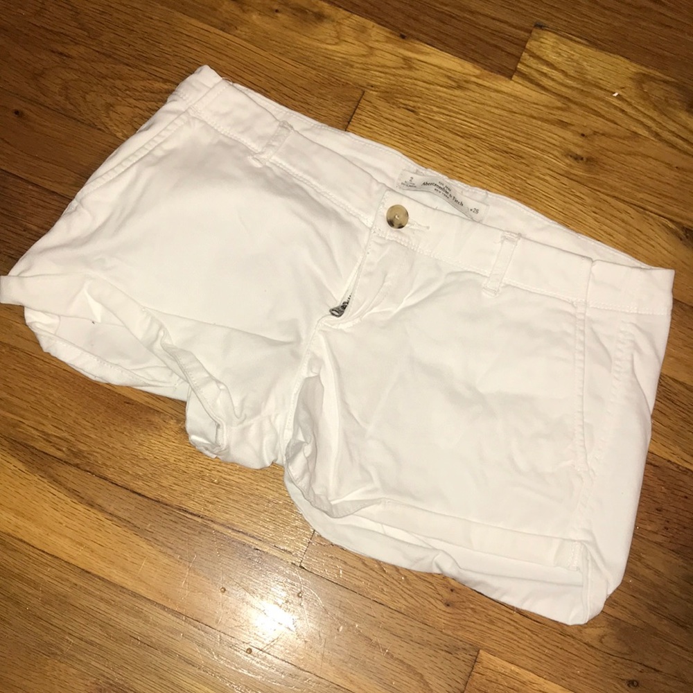A&F white cuffed shorts